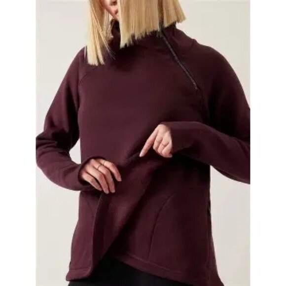 Athleta Cozy Karma Asym Pullover High Neck Sweatshirt Med - Picture 3 of 9